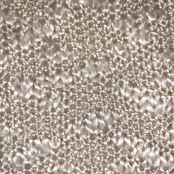 Maxumi size M ivory tan BOHO slubbed knit A-line lace bottom pullover sweater - Picture 10 of 13